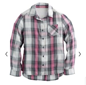 Junior girl's pink and black size 16 flannel shirt with lace panel on back